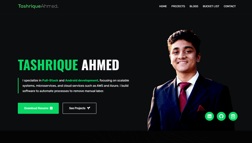 Personal Portfolio Website V1 Tashrique Ahmed